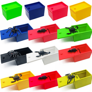 Douyin's Same Prank Toy Creative Plastic Spider Box Cross-border Halloween Decompression Scare Color Box