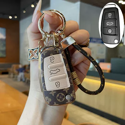 Key Fob, A8/Q7/Q8/Q4 Full Cover, Car key bag - type-a-key-cover-light-luxury-leather-rope