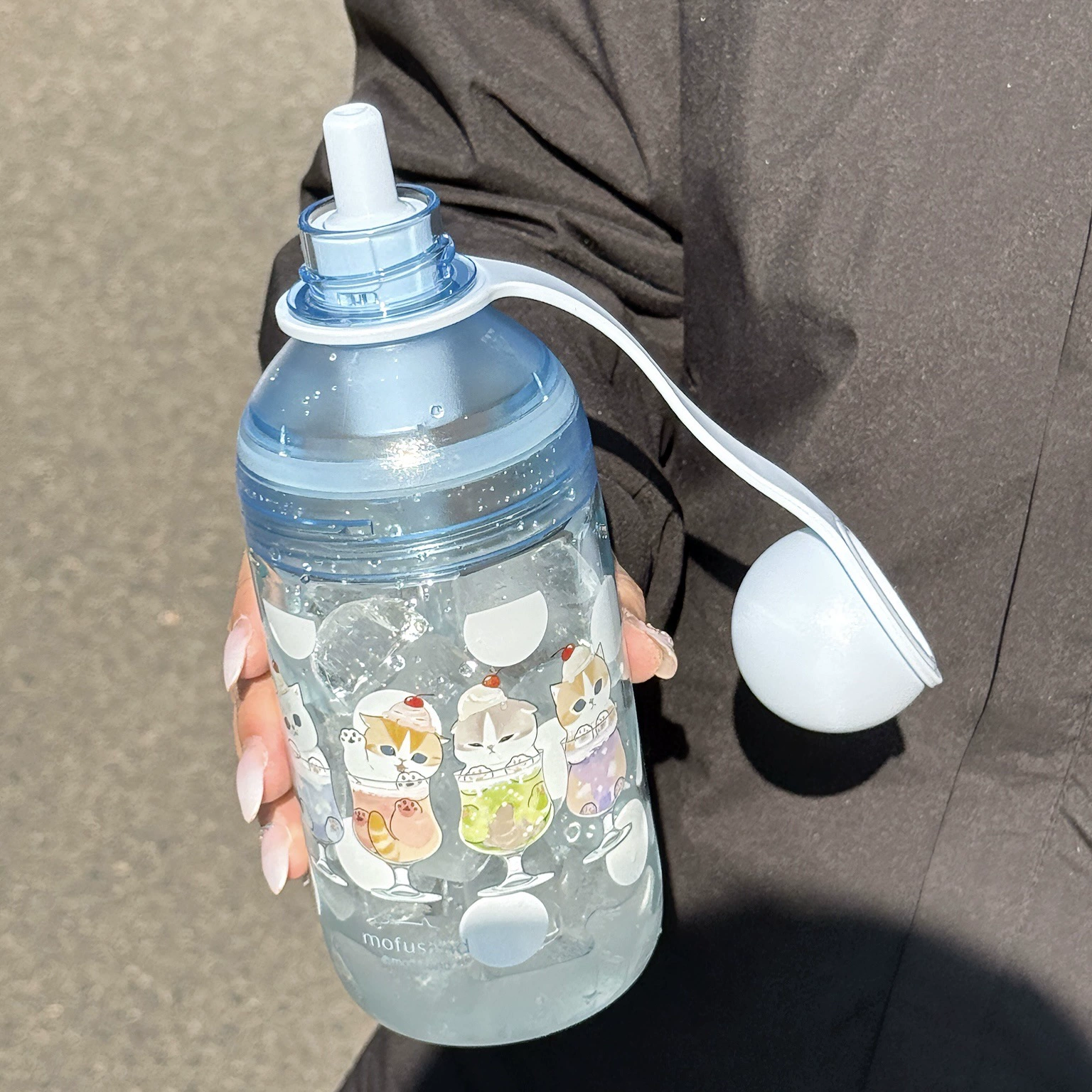 Cute high quality glass, handheld space summer plastic fruit tea, fall protection