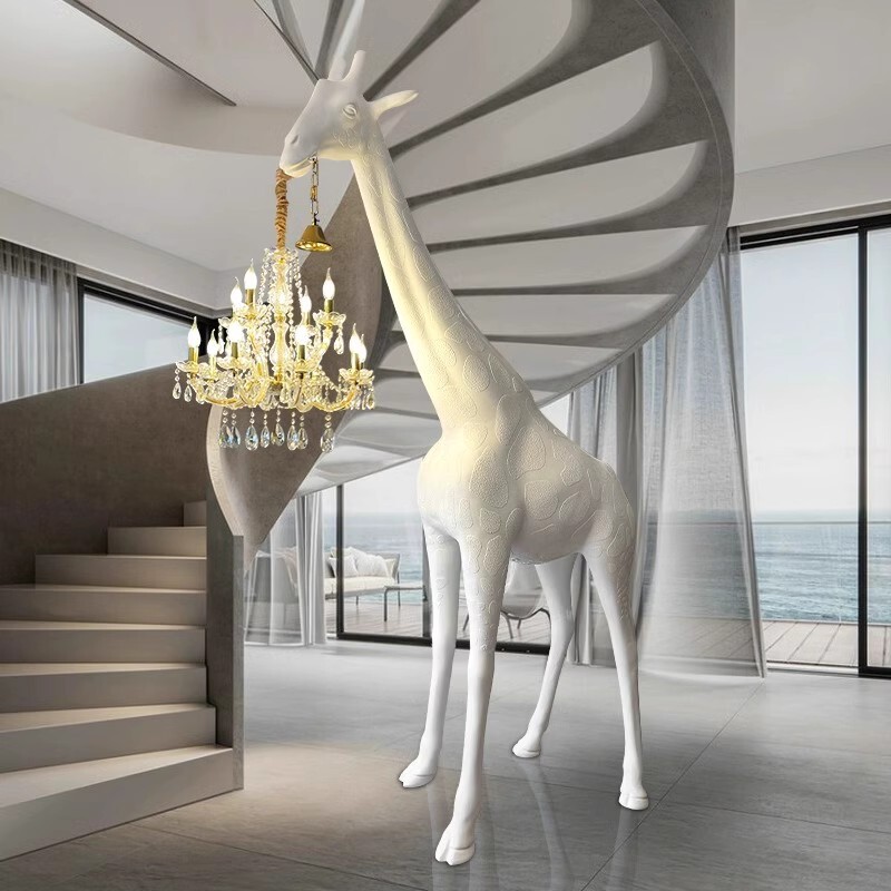 Nordic animal sculpture giraffe floor lamp creative designer exhibition hall hotel lobby sales office decoration standing lamp