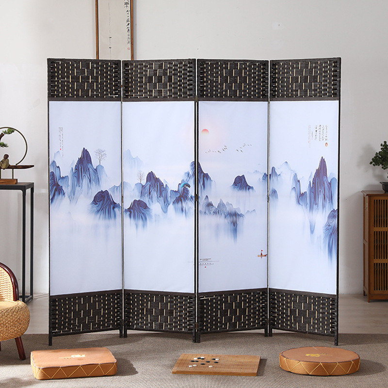 中国風のシンプルなスクリーンパーティション壁屏風リビングルーム寝室ブロッキングシンプルモダンな折りたたみモバイル布バリアホーム
