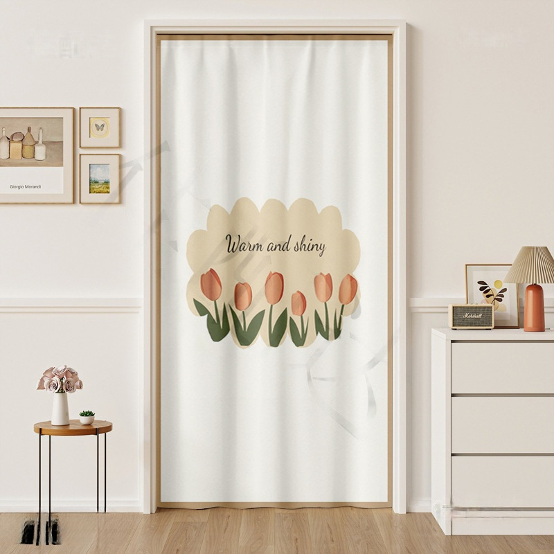 ♡ Blocking Rod Air Conditioner Punching Room Windproof and Coldproof Art Wind Door Cloth Air-Conditioning Telescopic Curtain Partition Hanging Curtain Home