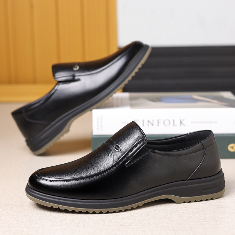 Men's Formal Leather Slip-on Loafers, Comfortable Soft Sole Shoes_voghion.com