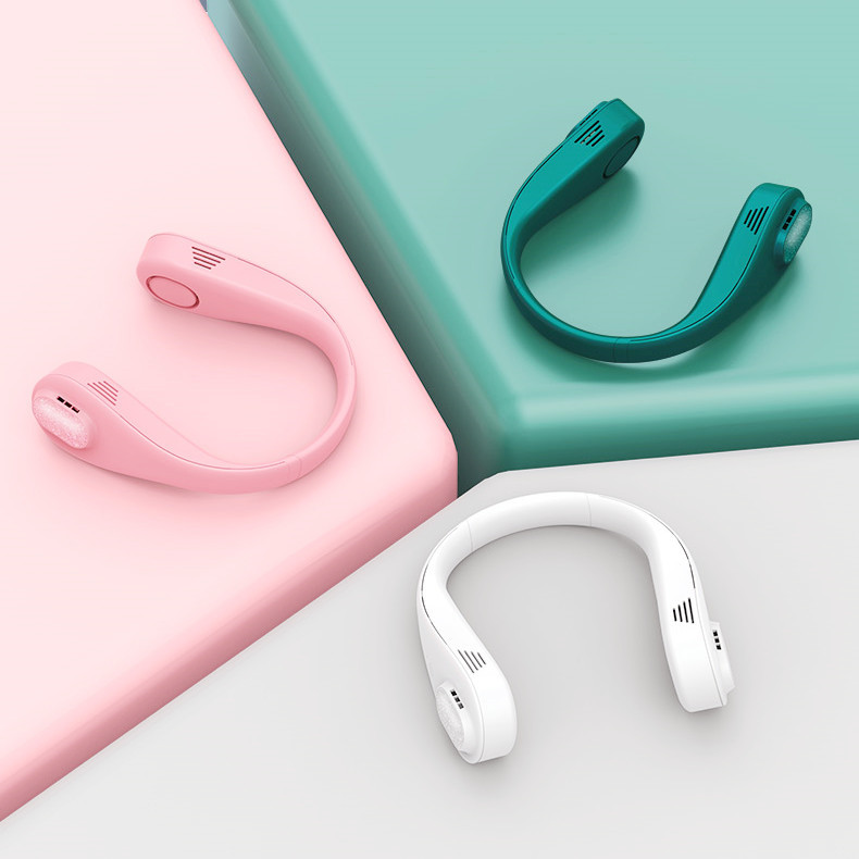 跨境新款无叶挂脖风扇usb充电懒人静音迷你挂脖子小风扇礼品定制|ms