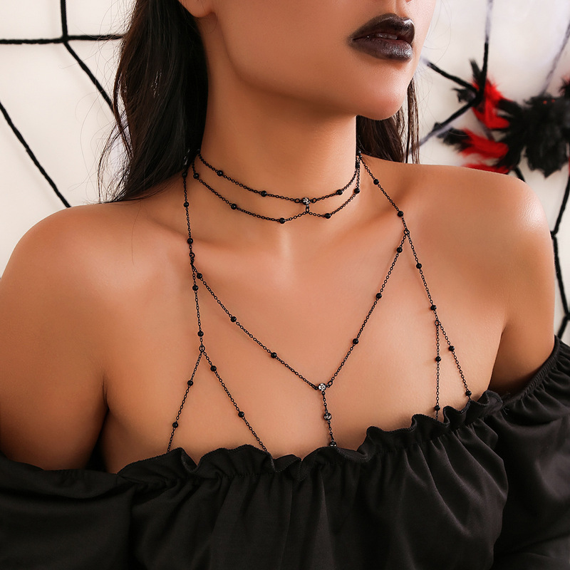 Beautiful Girl War Ornament Necklace Women's Summer Trendy Cool Hot Girl Body Chain Chest Chain Full Body Sexy Three-Dimensional Back Chain Decoration