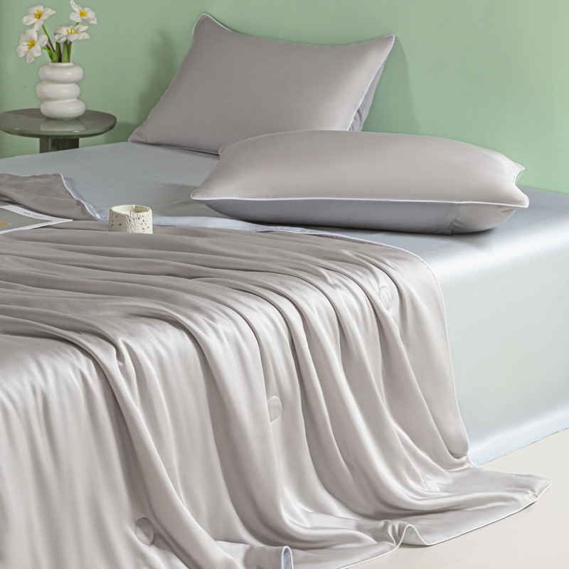 대마줄 여름 이불 - 그린 그레이 + 비후 난초