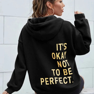 Cross-border Independent Station European and American Women's Multi-color Letter Printing All-match Casual Long-sleeved Pullover Loose Hooded Sweat