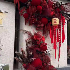 新年材料仿真花束高端新年门口节日装饰创意氛围布置节日装扮装饰