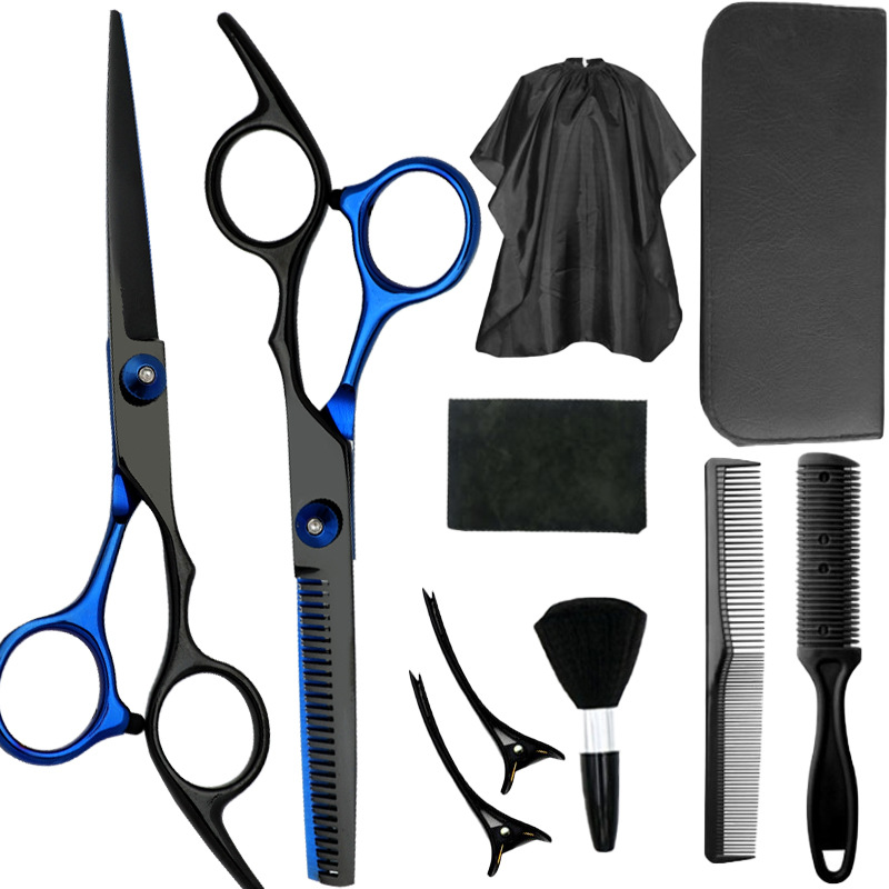 Fábrica al por mayor de 6 pulgadas tijeras de pelo profesional estilista de pelo tijeras de peluquería corte de pelo tijeras planas tijeras de dientes finos traje