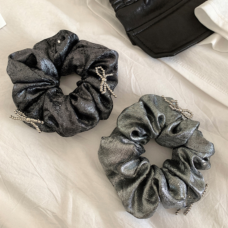 法式串珠蝴蝶结亮片发圈女高级感后脑勺低马尾温柔高级头绳头饰|undefined