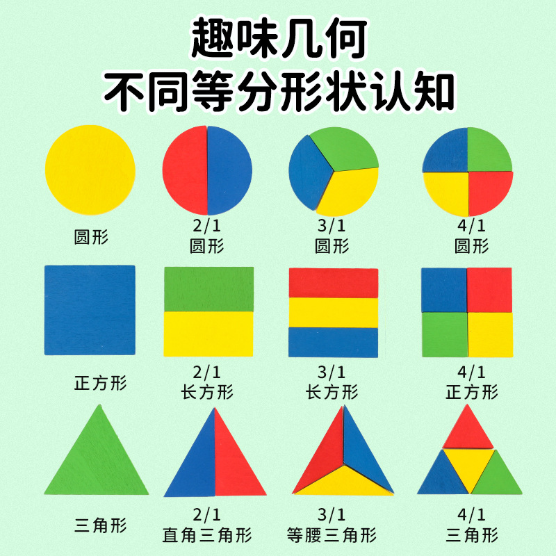 Montessori educación temprana para niños juguete forma cognición puntaje geométrico igual División rompecabezas de madera rompecabezas juguete