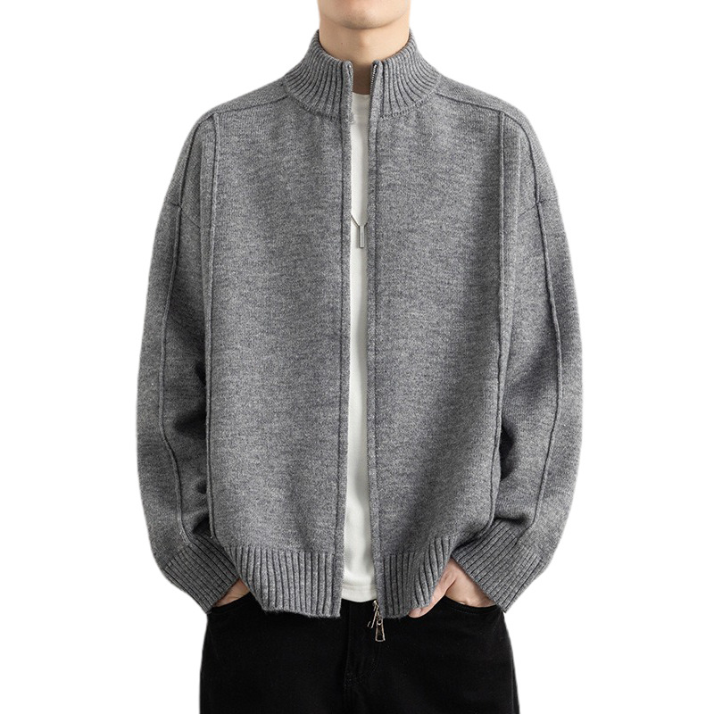 Explosiones transfronterizas de tamaño grande europeo cardigán chaqueta jersey suéter hombre de alta calidad línea textural fábrica al por mayor