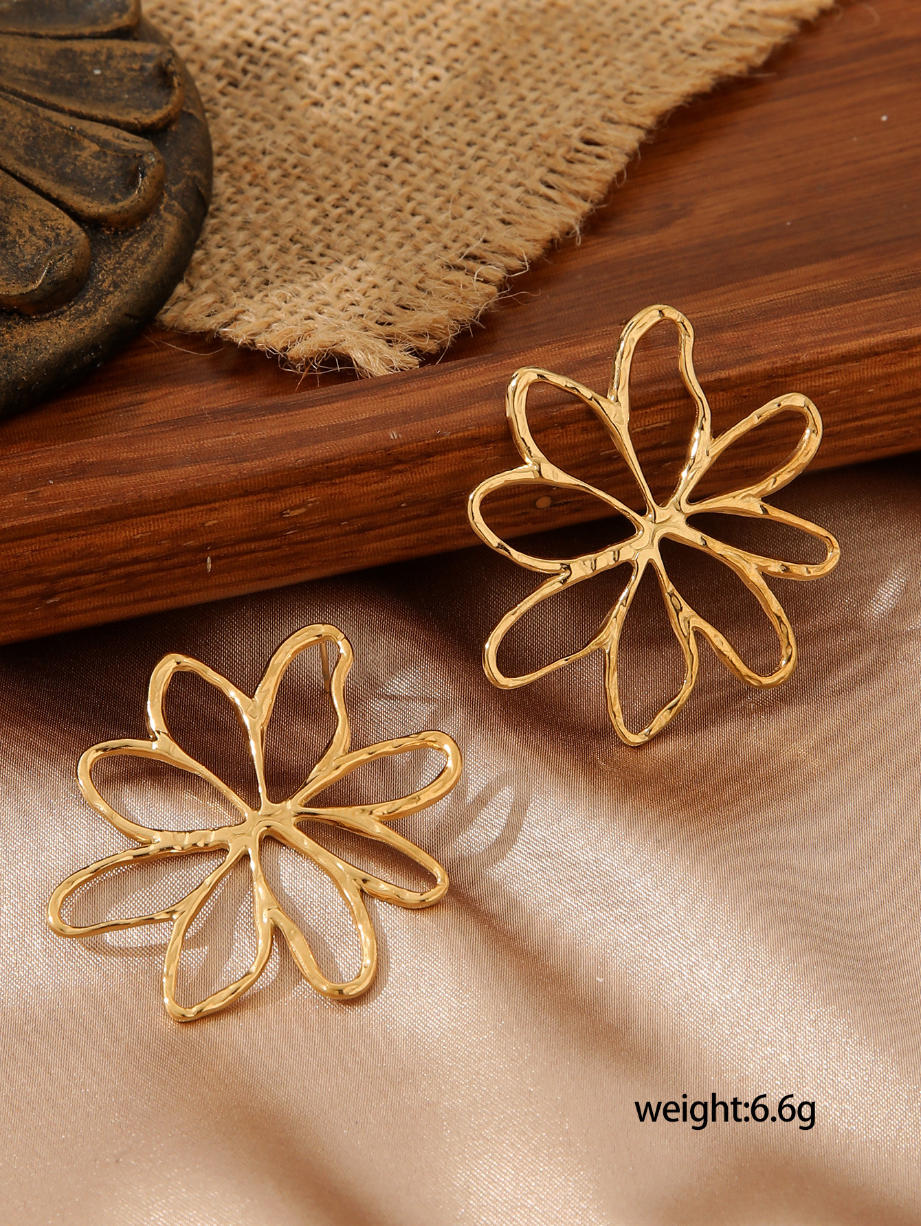 Titanium Steel Material 1 Pair IG Style Simple Style Flower Plating Titanium Steel Drop Earrings Ear Studs