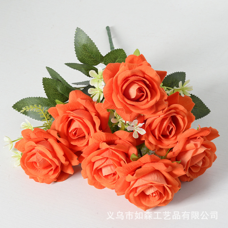 Flor artificial naranja flor artificial Rosa flor artificial boda Salón de la boda decoración del hogar flor artificial al por mayor