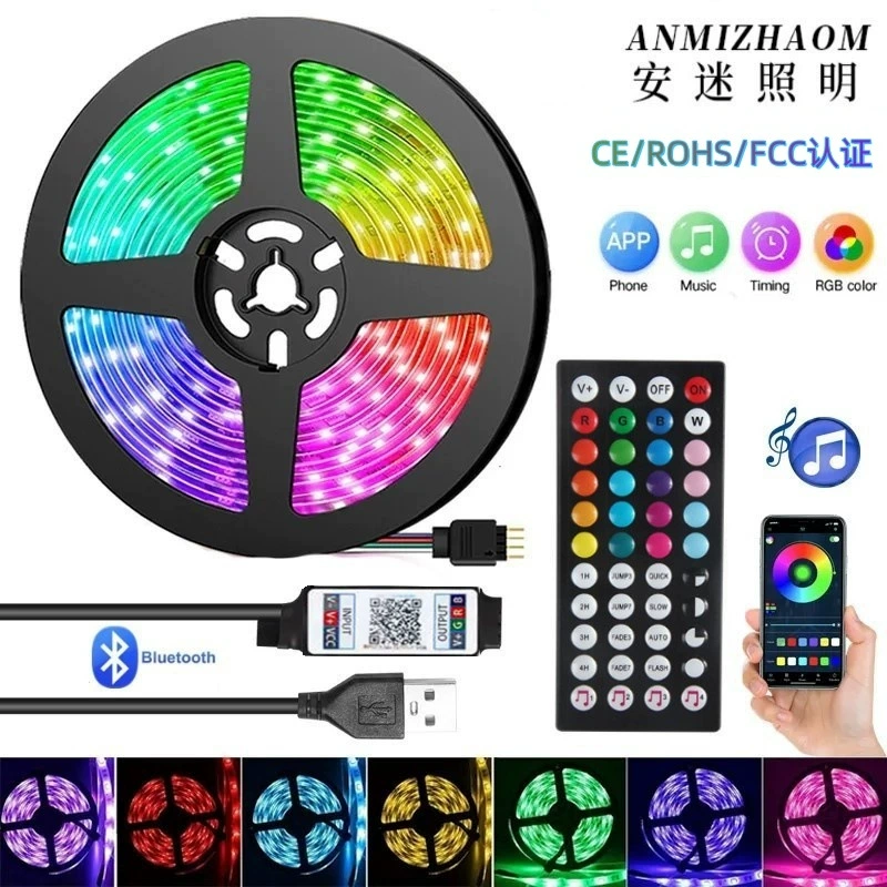 Комплект точечных RGB светодиодных лент, 44-клавишный пульт, 5V, Bluetooth, музыкальный, 5050/2835, низковольтный USB, фоновая подсветка ТВ