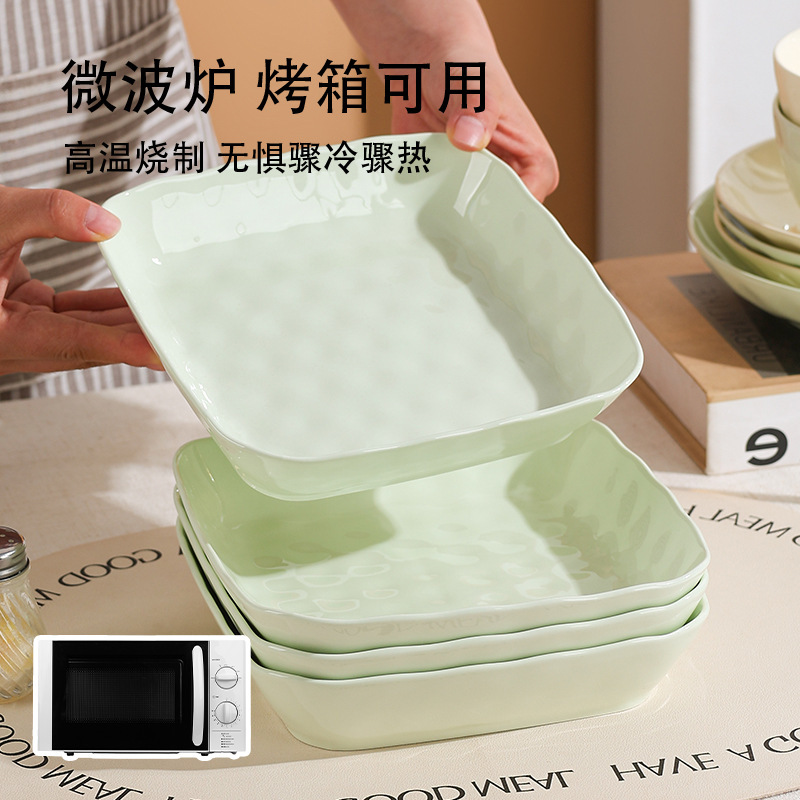 奶油石纹高颜值餐盘陶瓷盘子家用碗碟套装高级感高温烤花碟子菜盘|undefined