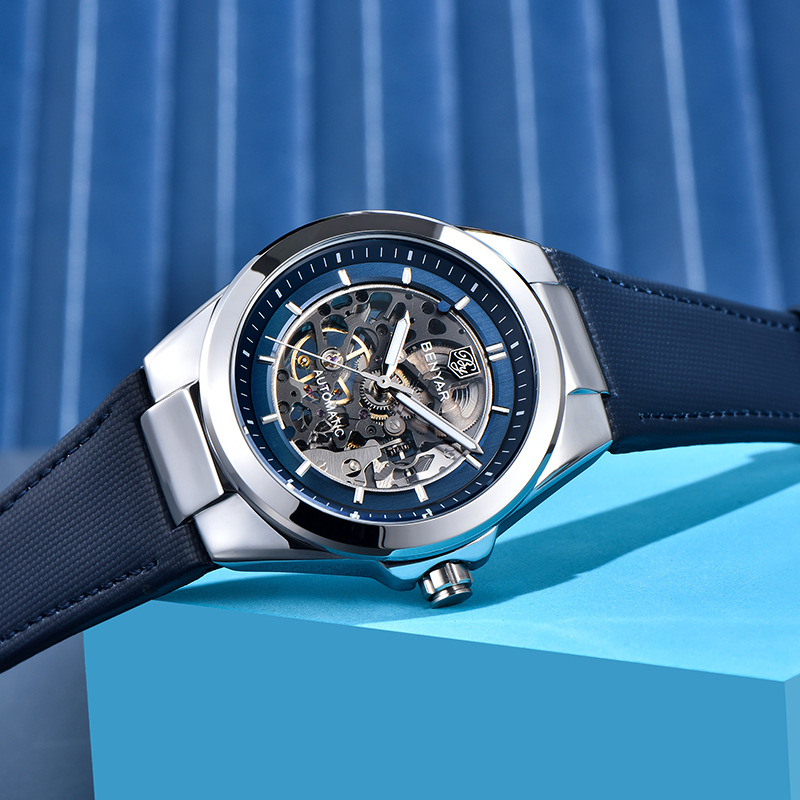 BENYAR/Binya Reloj de hombre de moda de personalidad deportiva de fondo hueco impermeable mecánico automático BY-5207