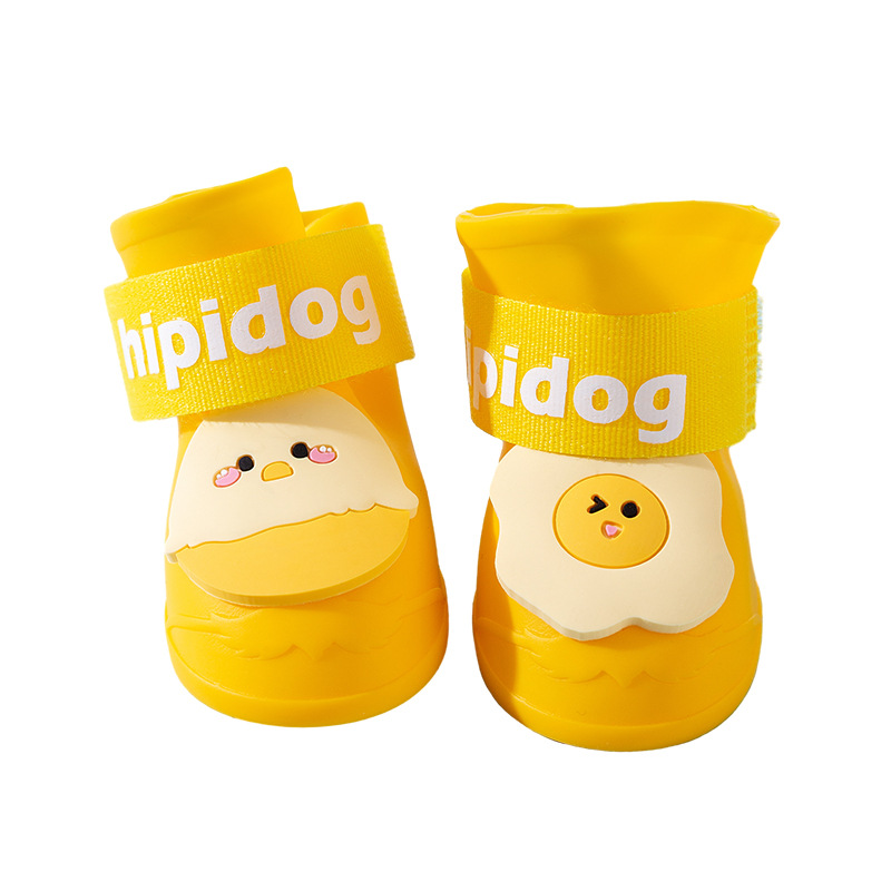 Nuevos perros salen a prueba de agua, lindos huevos, botas de lluvia de silicona, perros pequeños y medianos, zapatos antideslizantes resistentes al desgaste para mascotas en días de lluvia