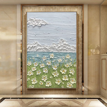 现代轻奢客厅装饰画餐厅竖版挂画玄关北欧高端走廊壁画春天风景画