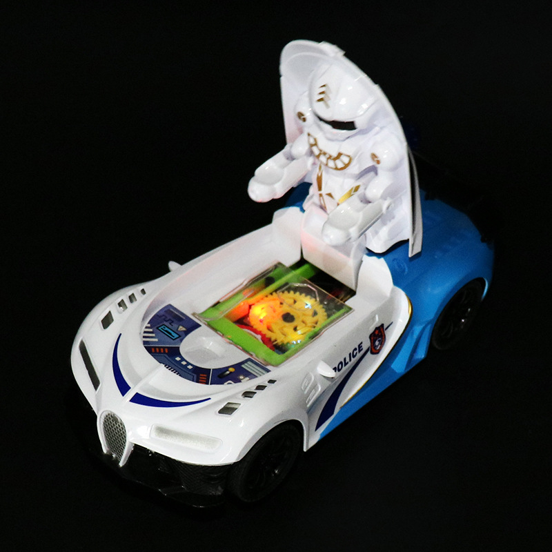 Deformación eléctrica coche policial universal música iluminación robot deformación automática coche juguetes para niños al por mayor