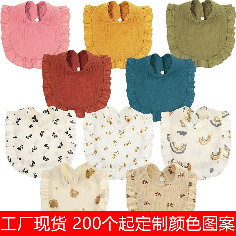 Новый стиль трансграничный детский ребенок хлопок марля кружевной нагрудник нагрудник трансграничный детский рот полотенце лотос