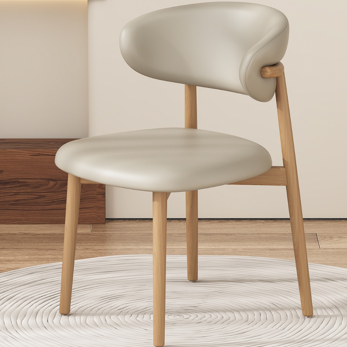 목재 컬러 프레임 아이보리 가죽