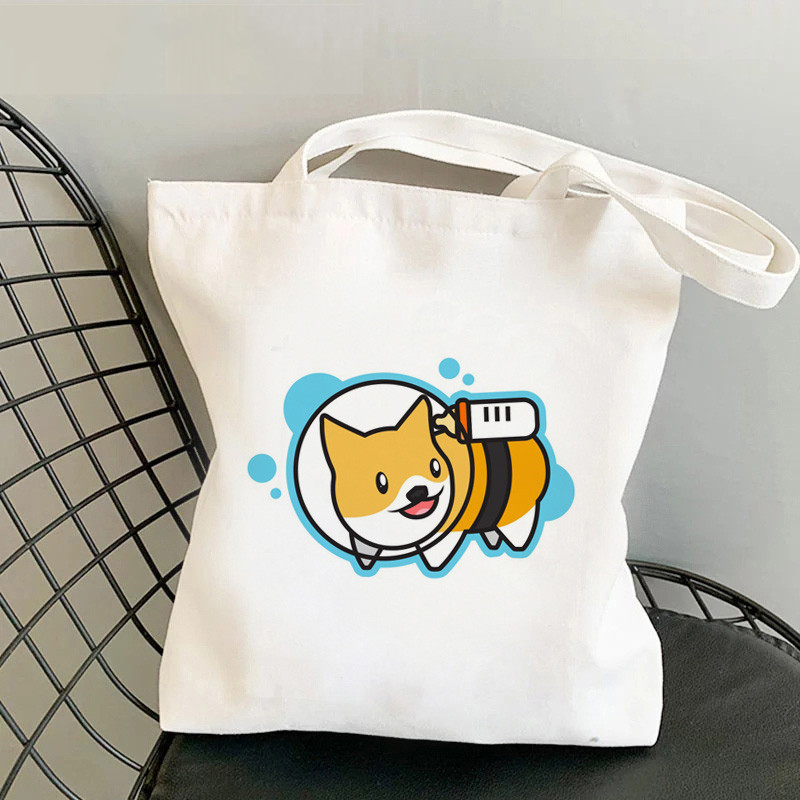 Cute Corgi Corgi Perro Perro Perro Impresión Canvas Bolsa de hombro Bolsa de mano de estudiantes en stock