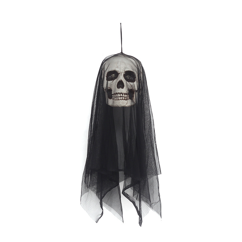 Amazon transfronteriza nueva decoración de Halloween gaza luminosa calavera colgante casa embrujada atmósfera de terror vestido