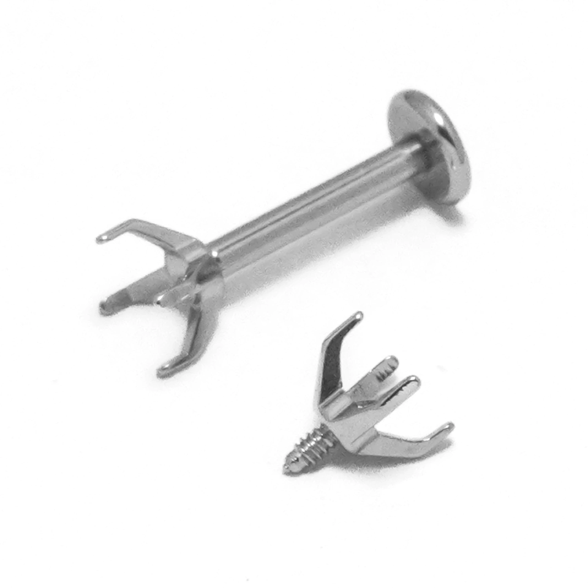 Титановые и нержавеющие стальные украшения для пирсинга: серьги-гвоздики с цирконом, пирсинг для губ, с четырехзубчатым полым креплением и внешней резьбой