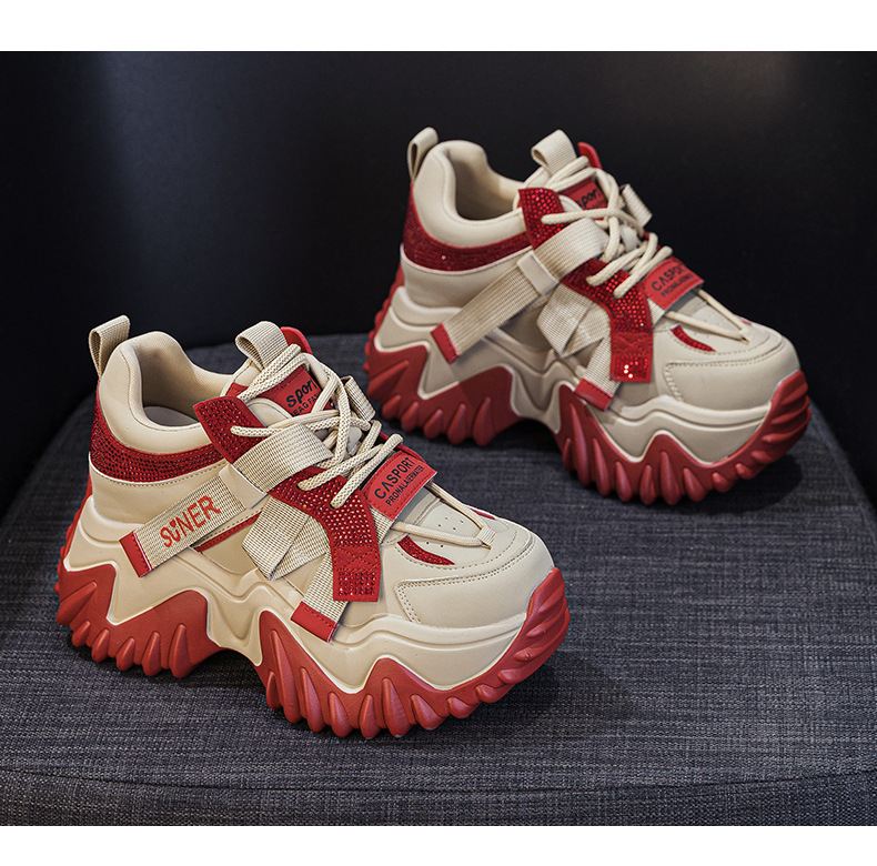 Giày sneaker nữ chunky đế dày phong cách retro, tăng chiều cao — Xám lông cừu 5013-1, Be lông cừu 5013-1, Be một lớp 5013, Đỏ lông cừu 5013-1 chi tiết 23