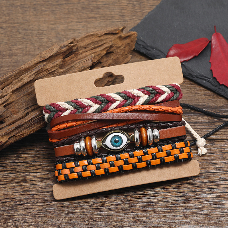 Bohemian Leather Bracelet Diy 4-piece Combination Eye Set Bracelet display picture 4