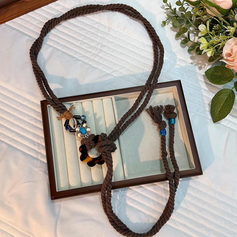 Cuerda de la cintura popular Bohemia tejida cuerda de cáñamo cadena de la cintura cinturón delgado vestido del todo-fósforo de las mujeres joyería transfronteriza al por mayor