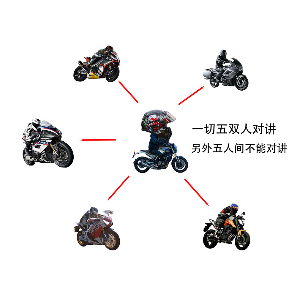 Cross-Border Popular Motorcycle Helmet Bluetooth Headset V6Pro/V6Plus 1500m with Real-Time Network Intercom and Noise Reduction