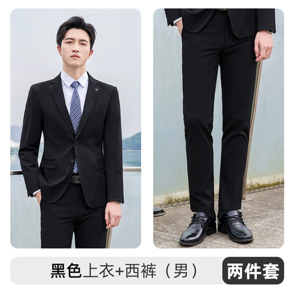 Male 6698 "Double Button" black suit + trousers