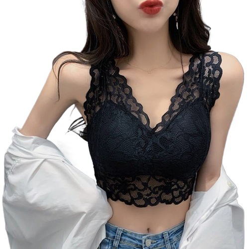 Lace Bra for Women, Beautiful Back Bra for Women, Student No Cup Bra, Lace Sports Bra, Push-up Anti-Sagling Bra, Wrap Bra