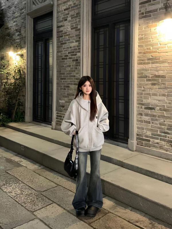 入冬必备!!!【高领开衫】美式慵懒加绒连帽卫衣女INS超火韩版外套|undefined