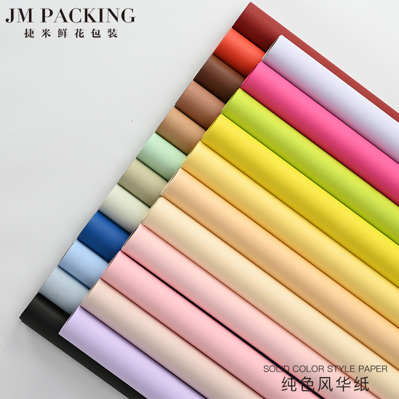 Materiales de embalaje de flores, venta al por mayor, materiales para tienda de flores, papel de regalo floral de color sólido, papel de regalo para ramo de papel Fenghua impermeable image 4
