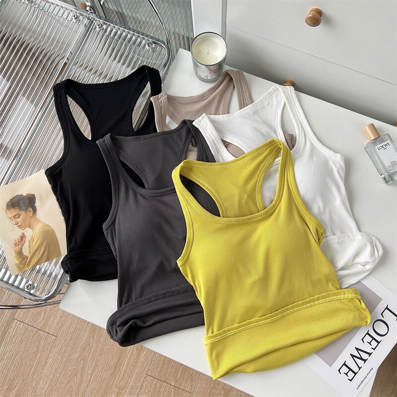 American-Style Racerback Tank Top with Chest Pads, Anti-Exposure Base Layer, Sexy and Slimming Outerwear, Tube Top American-Style Racerback Tank Top with Chest Pads, Anti-Exposure Base Layer, Sexy and Slimming Outerwear, Tube Top