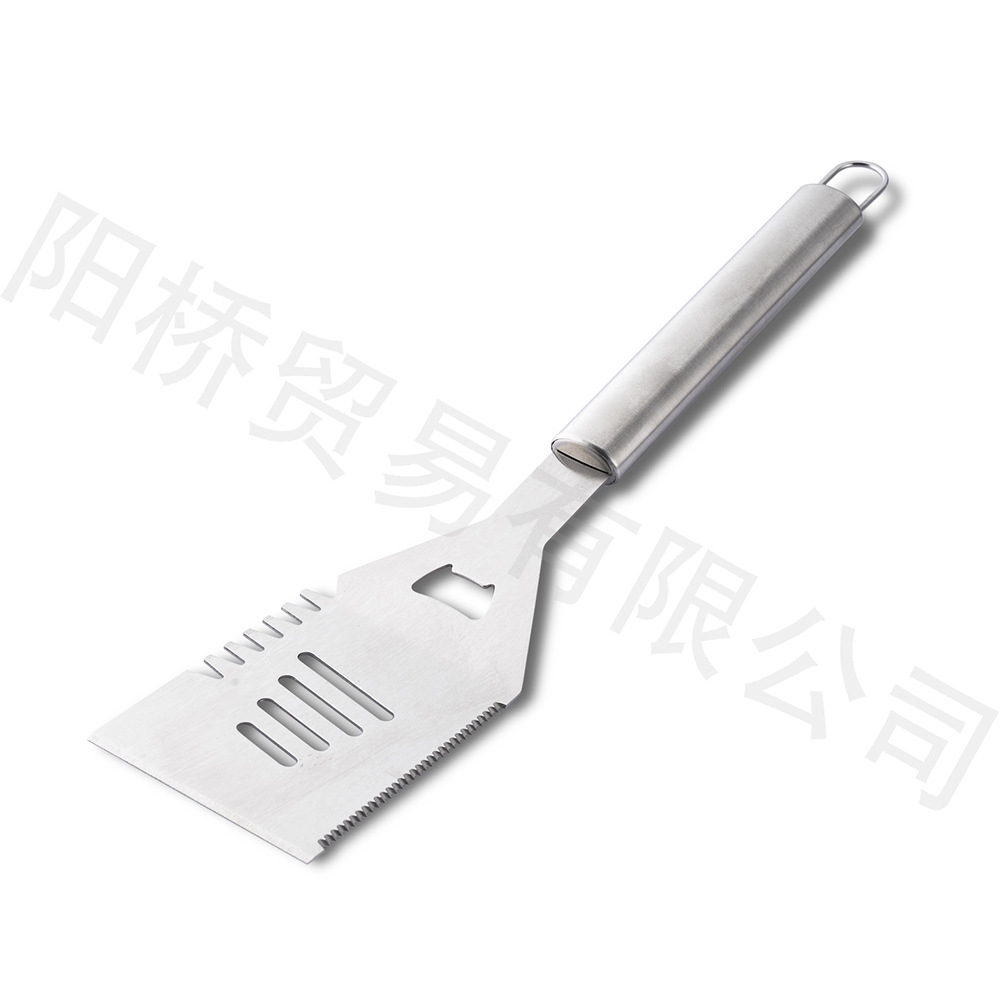 Fábrica Amazon herramientas traje combinación barbacoa al aire libre tenedor pala clip cuchillo tubo redondo mango de acero inoxidable herramienta para hornear