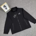 Stand collar bird coat black