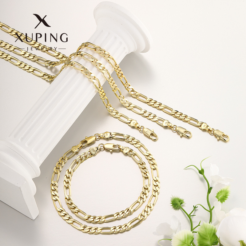 Xuping aleación de cobre chapado 14k collar Europa y los Estados Unidos transfronterizos hebilla japonesa cadena simple cadena al por mayor mujer