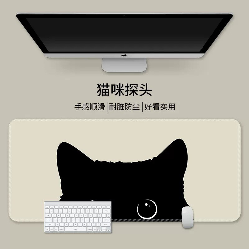 Alfombrilla de ratón grande, resistente a la suciedad, gato de dibujos animados de gran tamaño, tapete de teclado engrosado, juego de oficina, tapete de escritorio de computadora, personalización