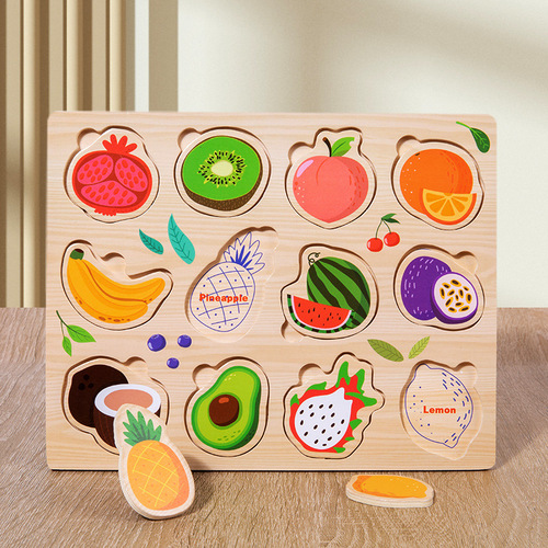 Children's enlightenment cognitive matching scene flat puzzle pieces numbers fruits animals transportation preschool educational intellectual toy