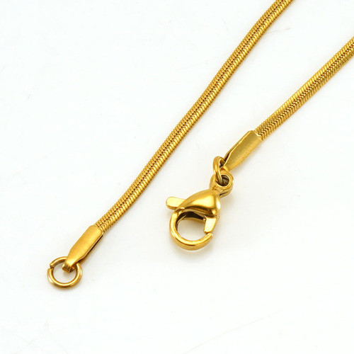Cross-border European and American stainless steel non-fading necklace, gold-plated, lightweight luxury push-lock chain, clip-bead chain, plain chain, finished product wholesale