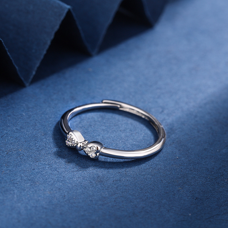 Versione coreana di delicato con fiocco di diamanti per le donne, design di nicchia, temperamento piccolo e fresco, indice regolabile_voghion.com