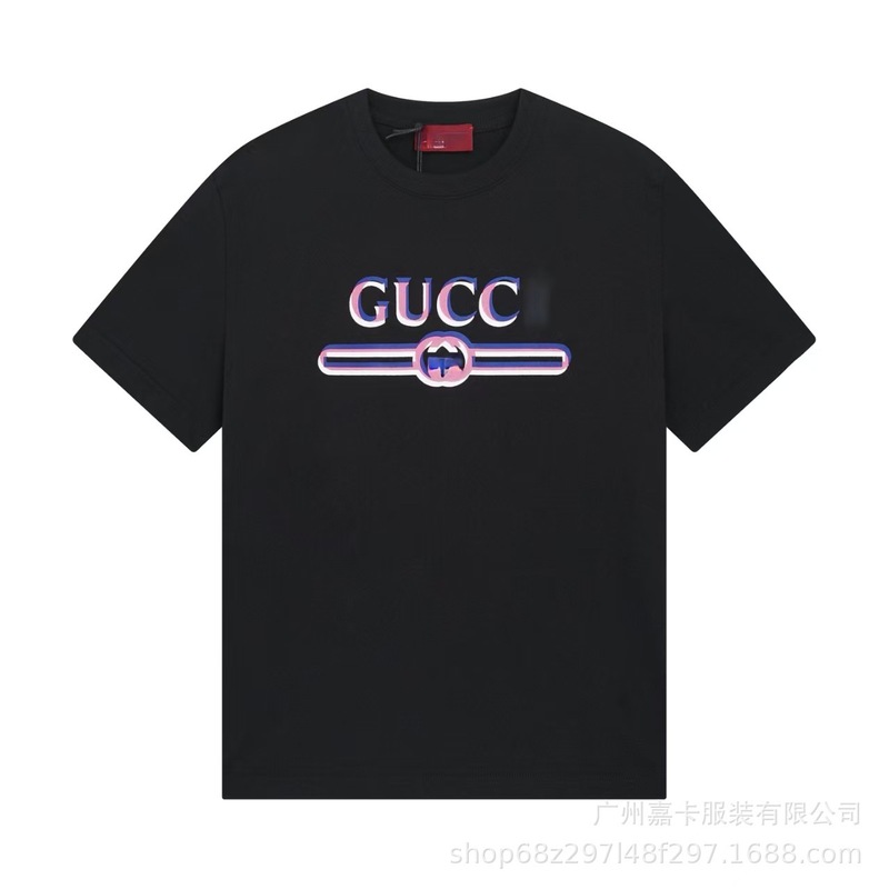 クロスボーダーハイエンドGファミリーTシャツラウンドネックフロントロゴ柄シリーズカジュアル男女同型半袖Tシャツ|undefined