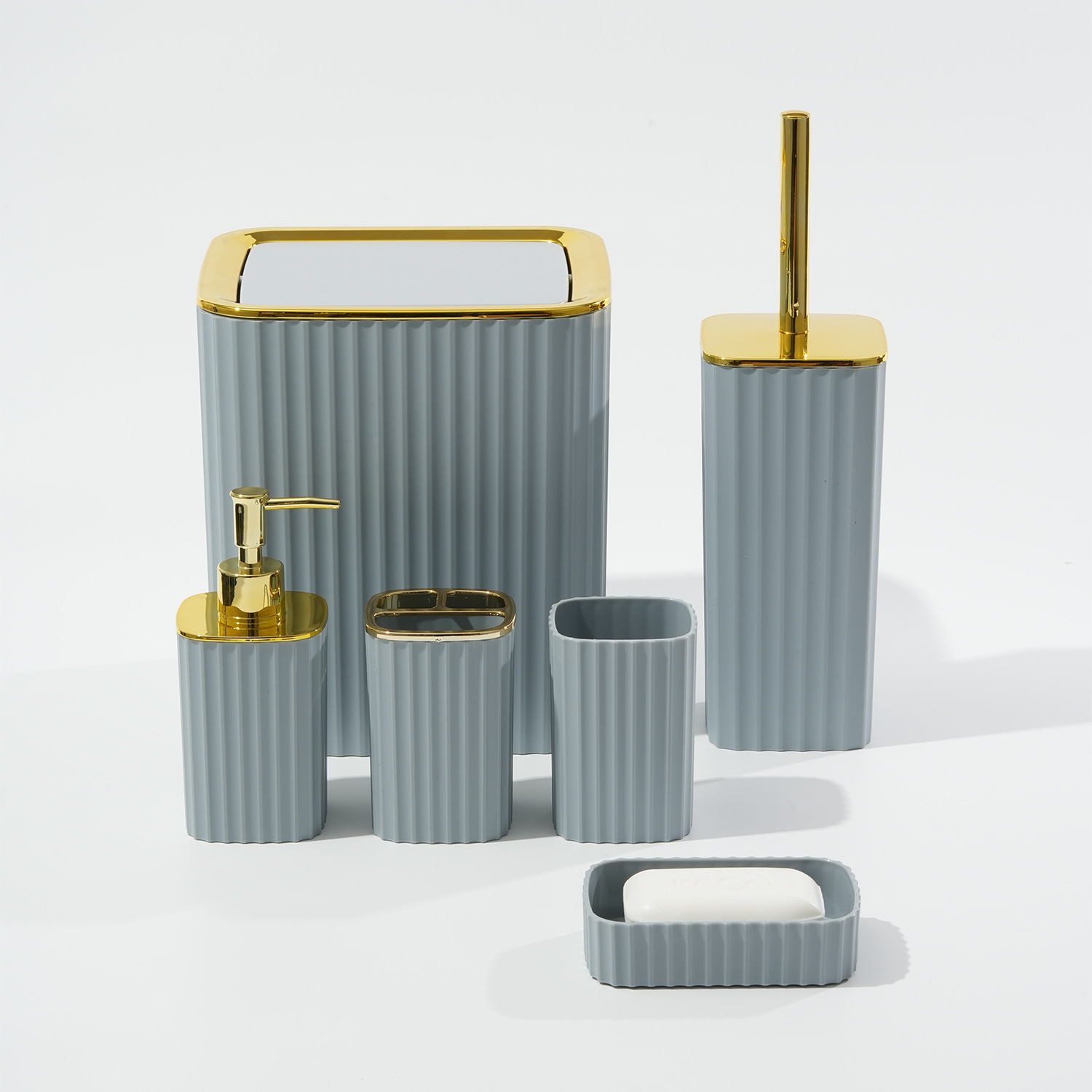 Juego de Accesorios de Baño Set de 6 Piezas de Plástico para Baño y Hotel