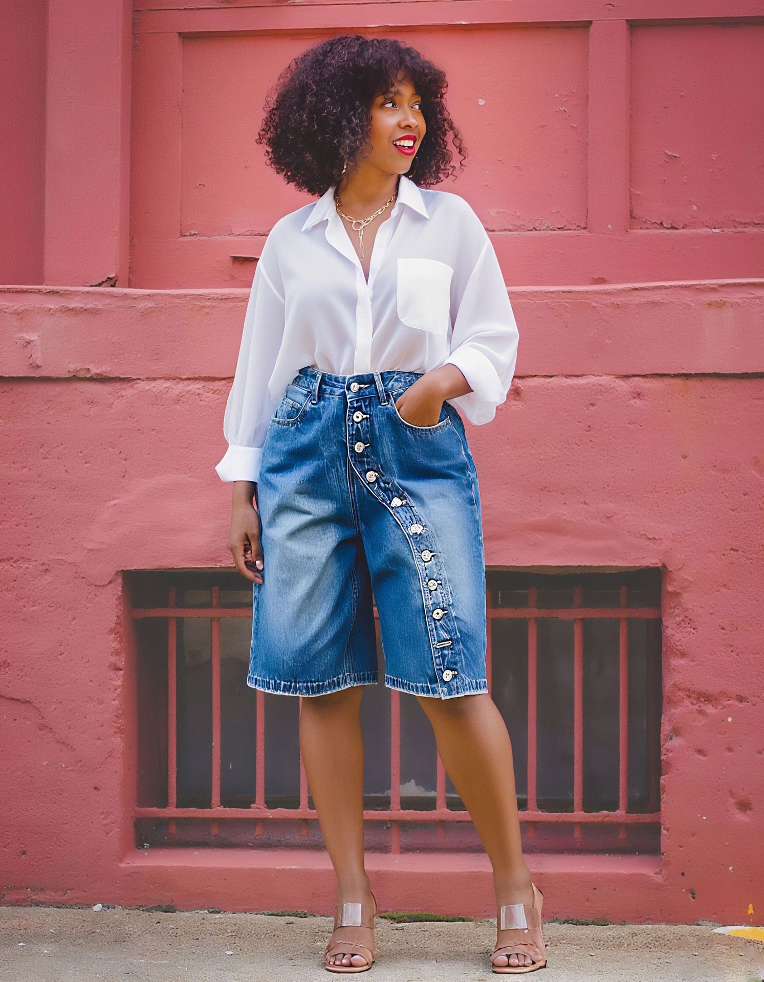 Damen-Jeans mit hohem Bund und verkürztem Bein, mehrere Knöpfe, neues Modell 2025, unabhängiger Laden_voghion.com