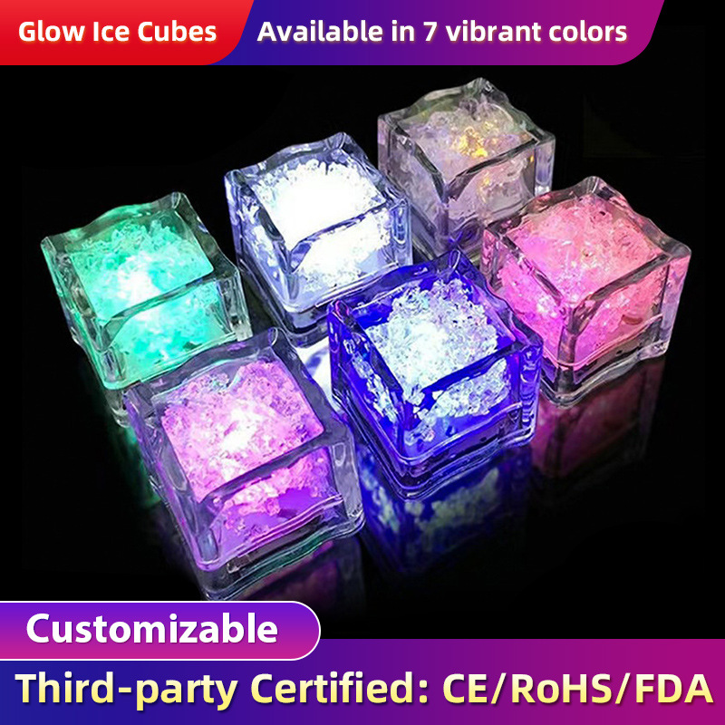 Glowing ice cubes Juguetes luminosos LED colorido inducción flash de hielo