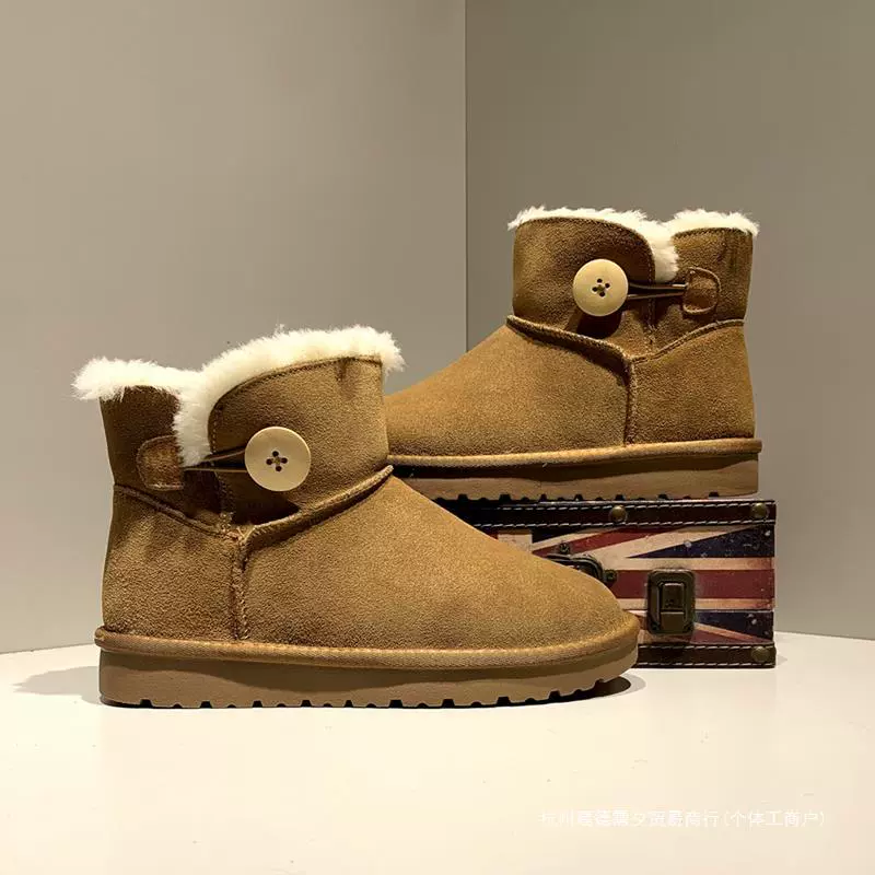 Теплые fashionable нескользящие классические ботинки на платформе, низкие сапоги, средней длины